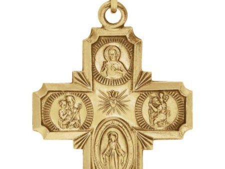 14K Yellow 12x12 mm Four-Way Cross Medal For Discount