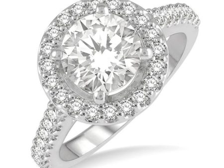 1 2 Ctw Round Cut Diamond Semi-Mount Engagement Ring in 14K White Gold Discount