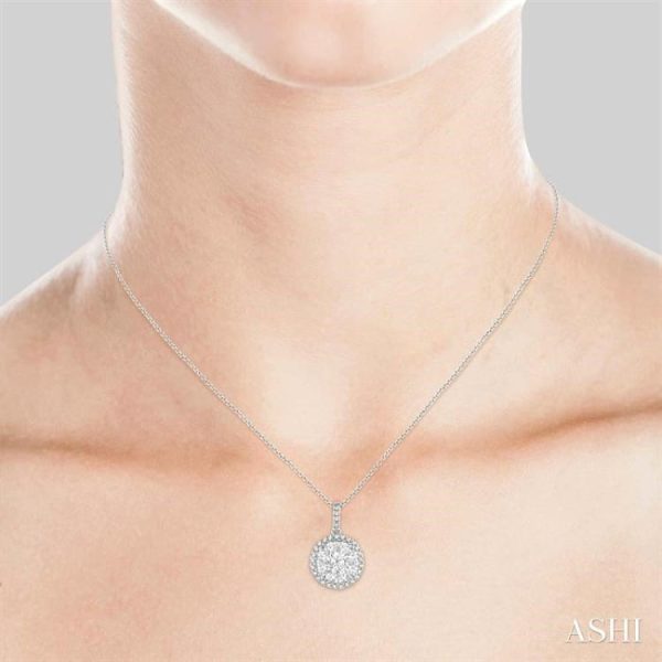 1 1 2 Ctw Lovebright Round Cut Diamond Pendant in 14K White Gold with Chain Hot on Sale