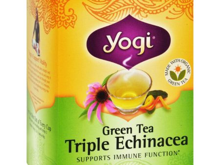 Yogi Triple Echinacea Herbal Green Tea - 16 Tea Bags - Case Of 6 Online now