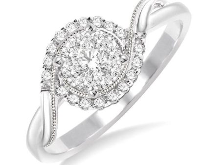 1 3 Ctw Round Cut Diamond Lovebright Engagement Ring in 14K White Gold Online now