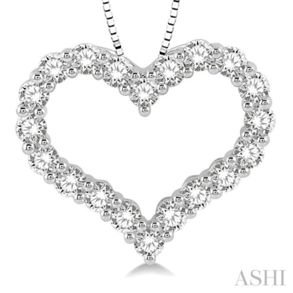 1 Ctw Heart Shape Round Cut Diamond Pendant With Chain in 14K  White Gold Supply