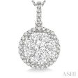 1 1 2 Ctw Lovebright Round Cut Diamond Pendant in 14K White Gold with Chain Hot on Sale