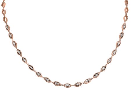 Rose Gold Finish Sterling Silver Micropave Three Stone Marquis 16 -18  Adjustable Chain with Simulated Diamonds Online Sale