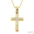 1 4 Ctw Round Cut Diamond Cross Pendant in 10K Yellow Gold with Chain Online Hot Sale