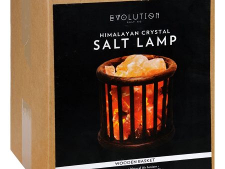 Evolution Salt Crystal Salt Lamp - Wooden Basket - 1 Count For Sale