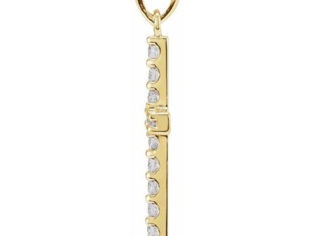 14K Yellow 3 4 CTW Lab-Grown Diamond Cross Pendant Online now