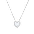 Platinum Finish Sterling Silver Micropave White Enamel Heart Pendant with Simulated Diamonds on 16  -18  Cable Chain Fashion