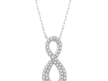 1 4 Ctw Round Cut Diamond Infinity Pendant With Chain in 14K White Gold For Cheap