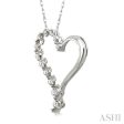 1 4 Ctw Round Cut Diamond Half Journey Heart Pendant in 14K White Gold with Chain Online