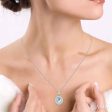 8x6 MM Oval Cut Aquamarine and 1 3 Ctw Round Cut Diamond Pendant in 14K White Gold with Chain Hot on Sale