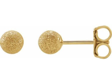 14K Yellow 4 mm Stardust Ball Earrings Fashion