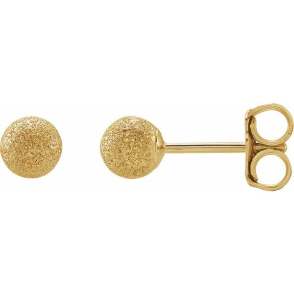 14K Yellow 4 mm Stardust Ball Earrings Fashion