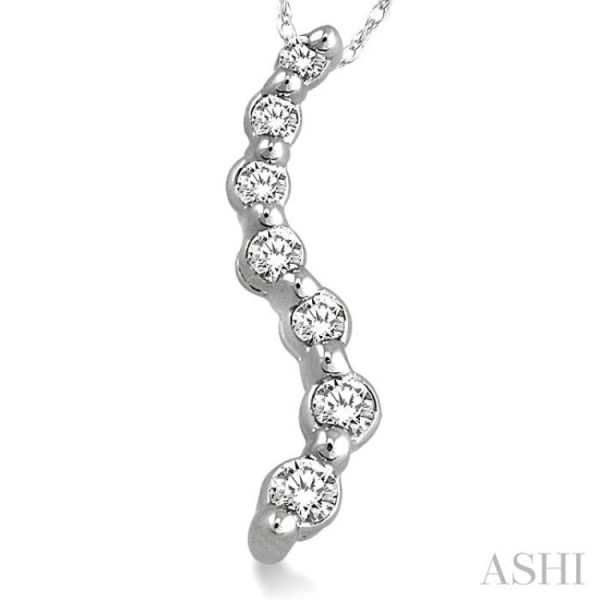 1 4 Ctw Swirl Journey Diamond Pendant in 14K White Gold with Chain Online Hot Sale