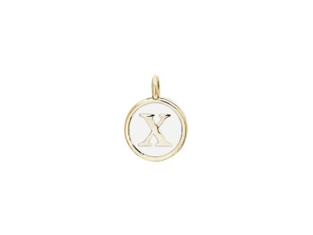 Gold Finish Sterling Silver White Enamel Initial Charm - X Online Hot Sale