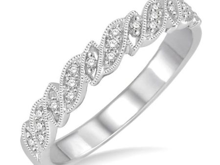 1 10 Ctw Round Cut Diamond Vintage Wedding Band in 14K White Gold Online now