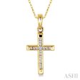 1 10 Ctw Single Cut Diamond Cross Pendant in 10K Yellow Gold with Chain Supply