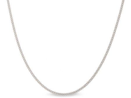 18  Platinum Finish Sterling Silver 1mm Curb Chain with End Caps and Spring Ring For Sale