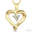 1 20 Ctw Round Cut Diamond Heart Pendant in 10K Yellow Gold with Chain Fashion