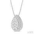 1 2 ctw Pear Shape Lovebright Round Cut Diamond Pendant With Chain in 14K White Gold Online