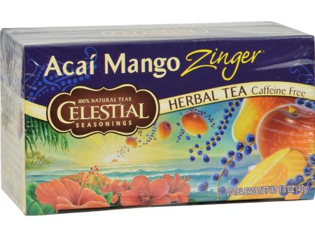 Celestial Seasonings Herbal Tea Caffeine Free Acai Mango Zinger - 20 Tea Bags - Case Of 6 Discount