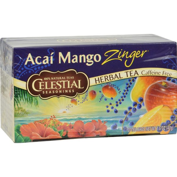 Celestial Seasonings Herbal Tea Caffeine Free Acai Mango Zinger - 20 Tea Bags - Case Of 6 Discount