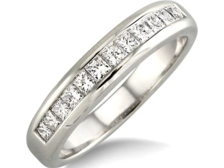 1 2 Ctw Princess Cut Diamond Wedding Band in 14K White Gold Fashion