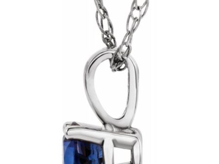 14K Yellow 3 mm Imitation Blue Sapphire Youth Solitaire 14  Necklace Online Hot Sale