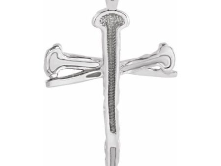 Sterling Silver 34x24 mm Nail Design Cross Pendant Online Hot Sale