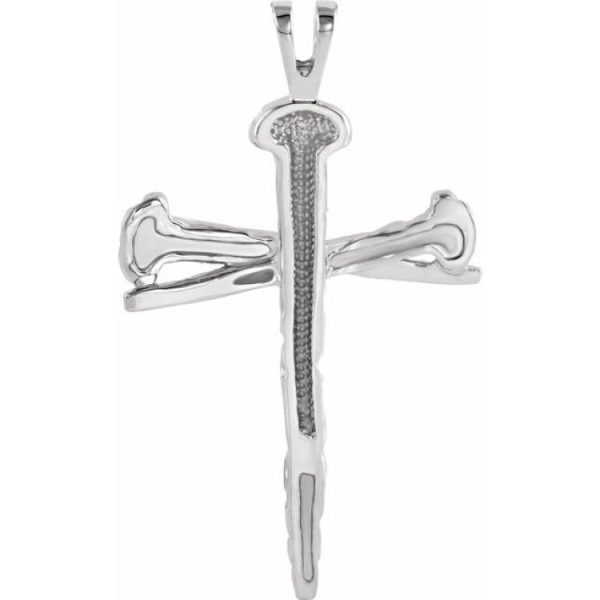 Sterling Silver 34x24 mm Nail Design Cross Pendant Online Hot Sale