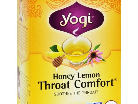 Yogi Throat Comfort Herbal Tea Caffeine Free Honey Lemon - 16 Tea Bags - Case Of 6 Online Hot Sale