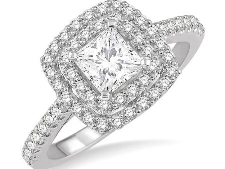 1 2 Ctw Princess & Round Cut Diamond Ladies Engagement Ring with 1 4 Ct Princess Cut Center Stone in 14K White Gold Online Hot Sale