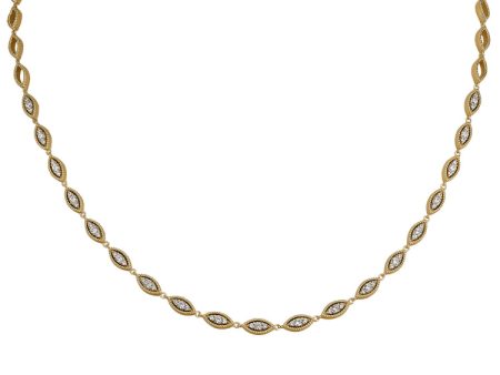 Gold Finish Sterling Silver Micropave Three Stone Marquis 16 -18  Adjustable Chain with Simulated Diamonds Discount