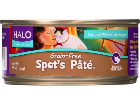 Halo Purely For Pets Cat Food - Spots Pate - Ground Whitefish - Grain-free - 5.5 Oz - Case Of 12 For Cheap