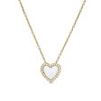 Gold Vermeil Sterling Silver Micropave White Enamel Heart Pendant with Simulated Diamonds on 16  -18  Cable Chain Cheap