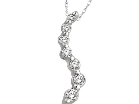 1 4 Ctw Swirl Journey Diamond Pendant in 14K White Gold with Chain Online Hot Sale