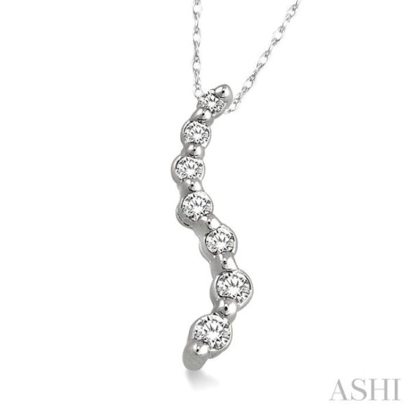 1 4 Ctw Swirl Journey Diamond Pendant in 14K White Gold with Chain Online Hot Sale