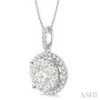 1 1 2 Ctw Lovebright Round Cut Diamond Pendant in 14K White Gold with Chain Hot on Sale