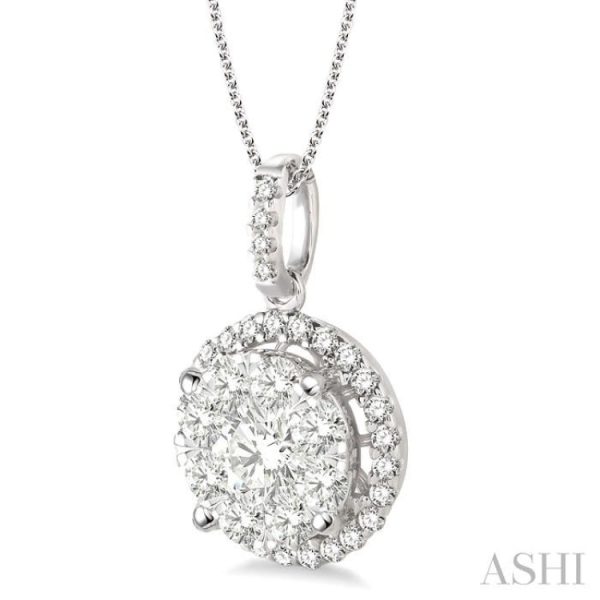 1 1 2 Ctw Lovebright Round Cut Diamond Pendant in 14K White Gold with Chain Hot on Sale