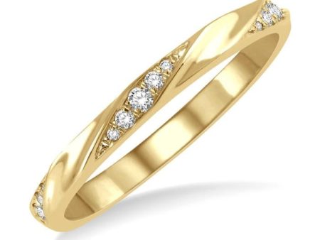 1 10 ctw Pod Shape Grooves Round Cut Diamond Stackable Band in 14K Yellow Gold Supply