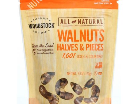 Woodstock Nuts - All Natural - Walnuts - Halves And Pieces - Raw - 6 Oz - Case Of 8 Sale