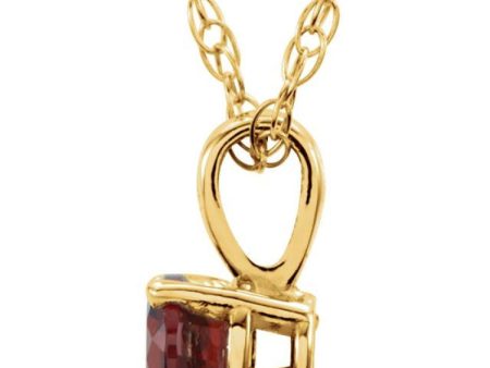 14K Yellow 3 mm Imitation Ruby Youth Solitaire 14  Necklace Online now