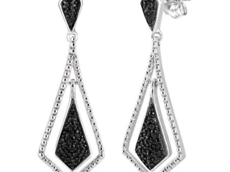 1 10 Ctw Round Cut Black Diamond Fashion Earrings in Sterling Silver Supply