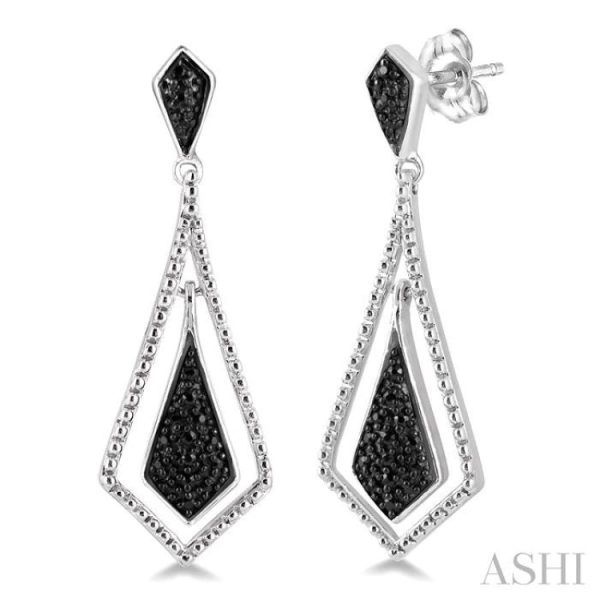 1 10 Ctw Round Cut Black Diamond Fashion Earrings in Sterling Silver Supply