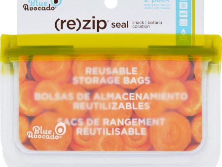 Blue Avocado Bag - Re-zip - Snack - Green - 2 Count on Sale