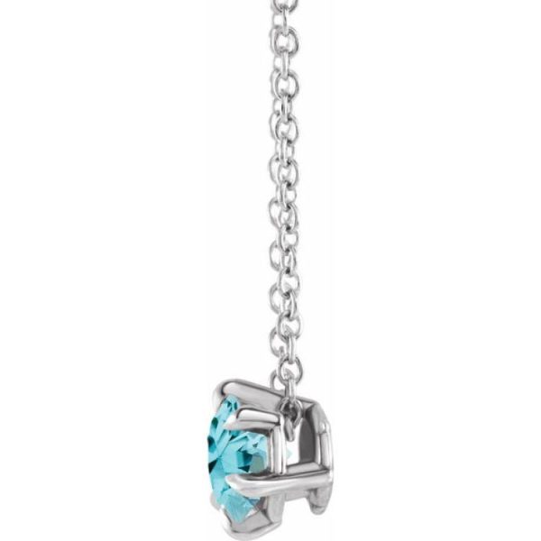 Platinum 6 mm Natural Blue Zircon Solitaire 16-18  Necklace on Sale