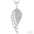 1 20 Ctw Round Cut Diamond Angel Wing Pendant in Sterling Silver with Chain Sale