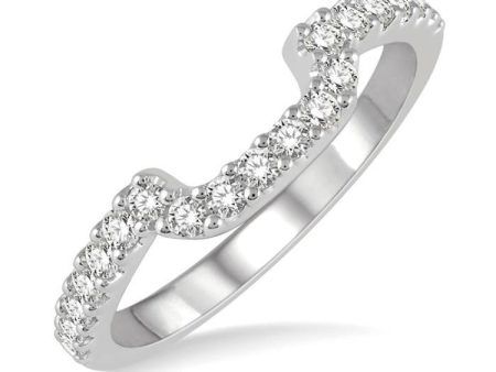 1 3 ctw U-Shape Center Round Cut Diamond Wedding Band in 14K White Gold Supply