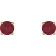 14K Rose 4 mm Natural Ruby Stud Earrings Cheap