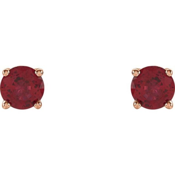 14K Rose 4 mm Natural Ruby Stud Earrings Cheap